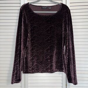 New York & Company Long Sleeve Purple Paisley Blouse / Size XL